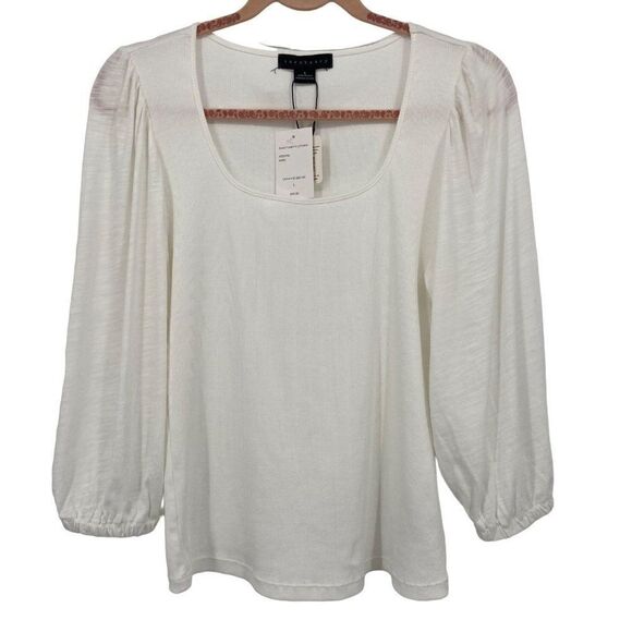 Sanctuary Catch The Sun Tee White 3/4 Puff Sleeves Large NWT - Picture 3 of 12